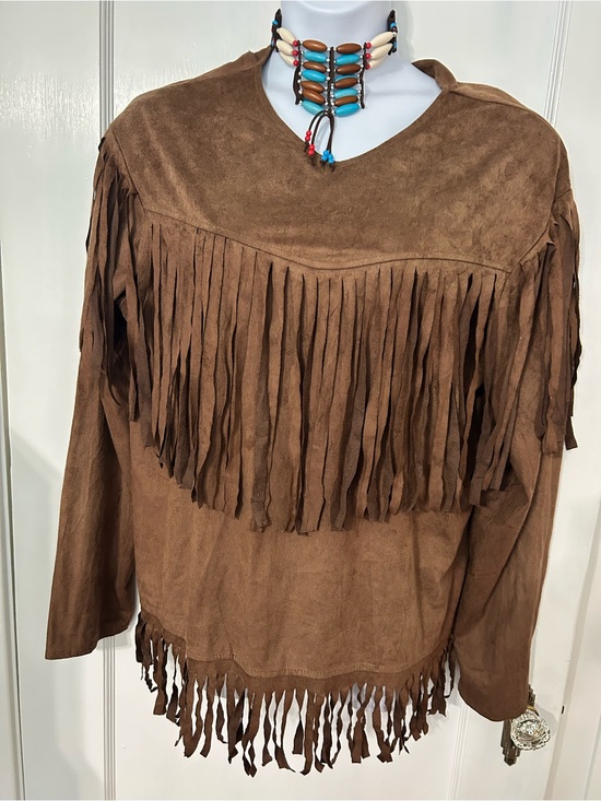 Forum Novelty Other - Adult Native American Indian faux suede costume Halloween shirt with fringe. OS
